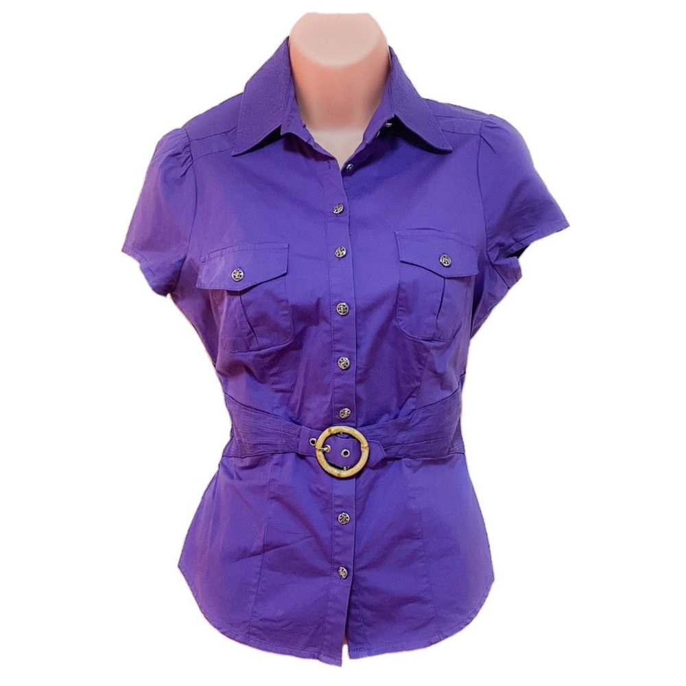 🔻Bebe Women Dress Shirt Slim Fit Violet Sz M Trendy